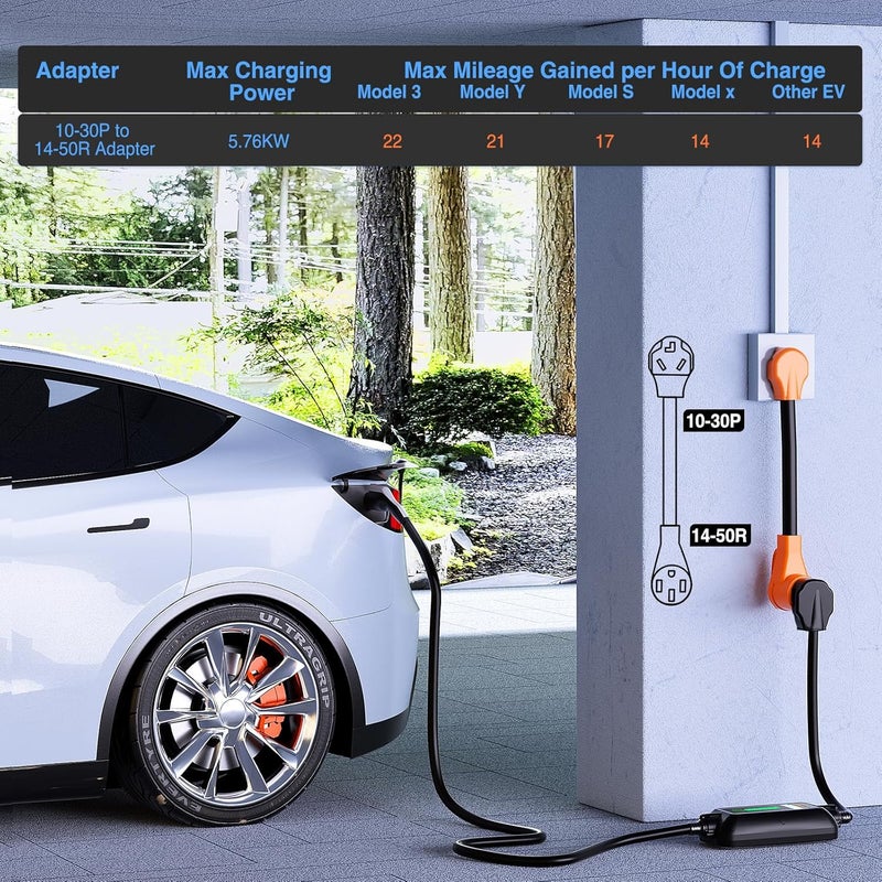Nilight EV Adapter Cord 30 Amp to 50 Amp 3 Prong Pure Copper Old Dryer Outlet to EV Plug Conversion Heavy Duty 10 Gauge Wire Nema 10-30P to 14-50R 30M/50F for Level 2 EV Using - Image 2